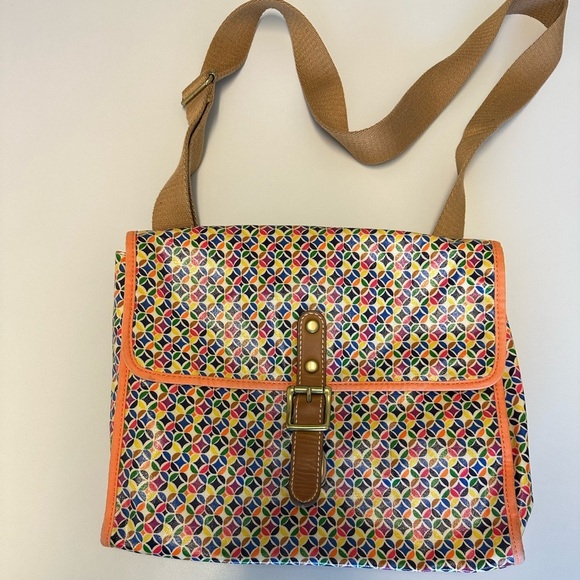 FOSSIL KEYPER CROSSBODY PURSE MULTICOLOR GEOMETRIC BAG ADJUSTABLE SHOULDER STRA… - Picture 2 of 6